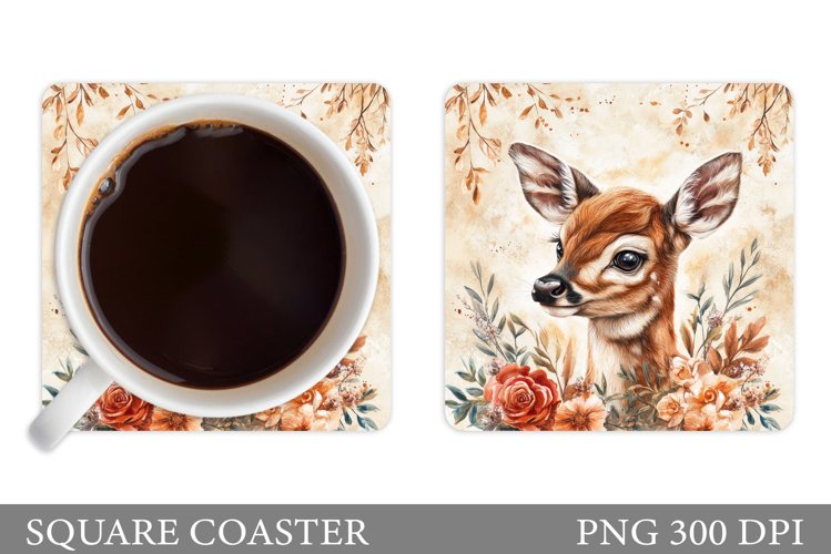 Deer Coaster Sublimation. Cute Deer Coaster Sublimation example image 1