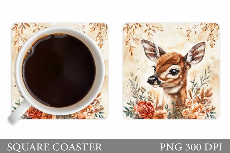 Deer Coaster Sublimation. Cute Deer Coaster Sublimation