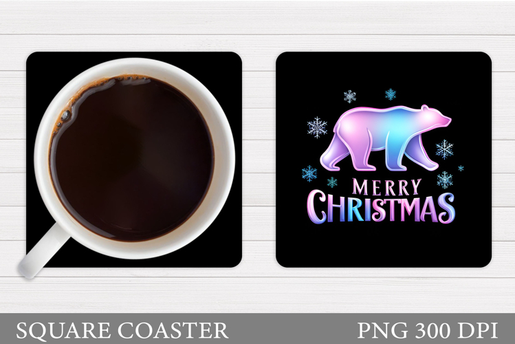 Polar Bear Coaster Design. Christmas Coaster Sublimation