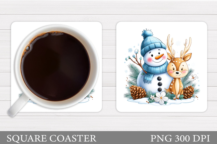 Cute Snowman Coaster Design. Christmas Coaster Sublimation