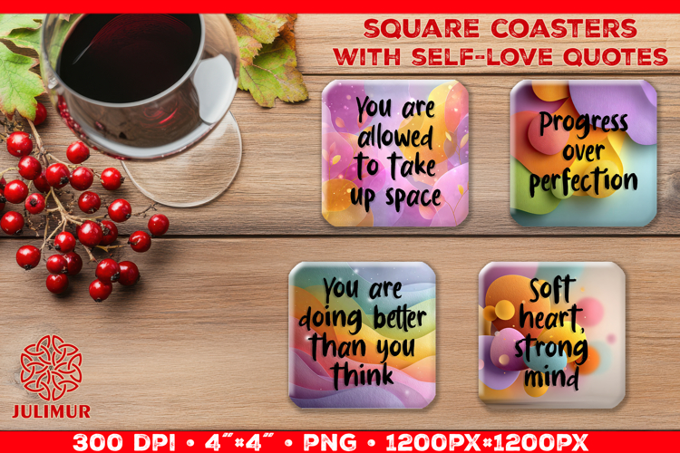 Self Love Affirmation Square Coaster Sublimation Design