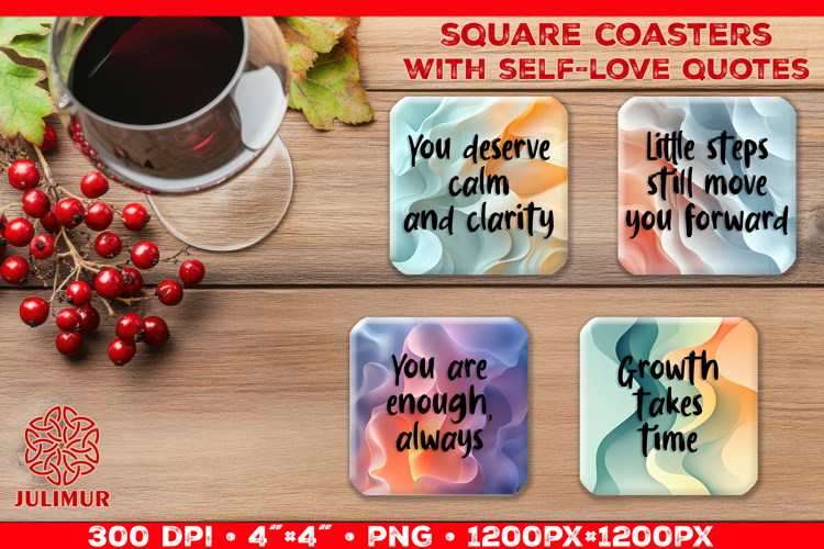 Self Love Affirmation Square Coaster Sublimation Design