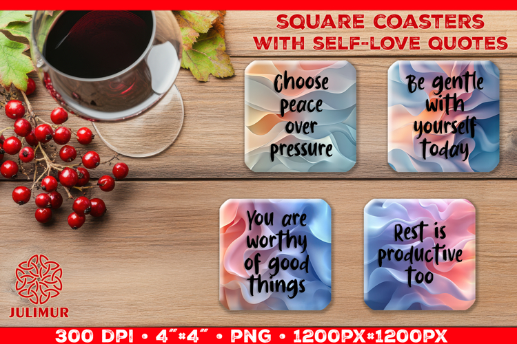 Self Love Affirmation Square Coaster Sublimation Design