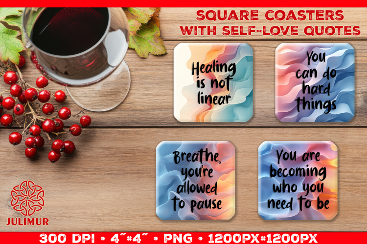 Self Love Affirmation Square Coaster Sublimation Design