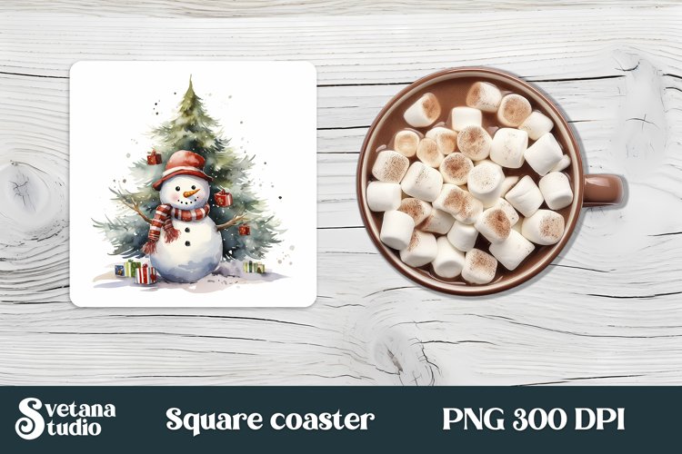 Christmas snowman square coaster
