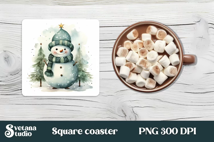 Christmas square coaster sublimation design