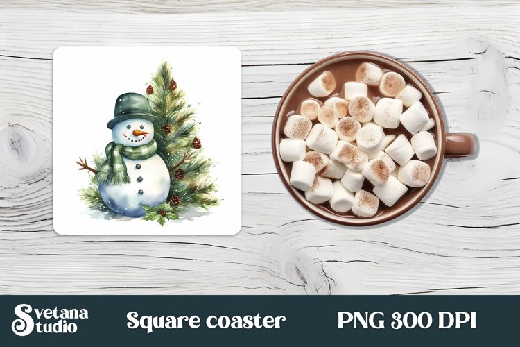 Christmas square coaster sublimation PNG design
