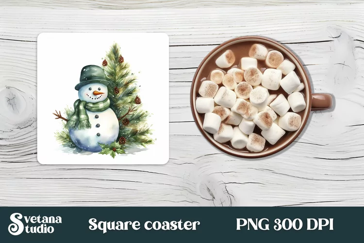 Christmas square coaster sublimation PNG design