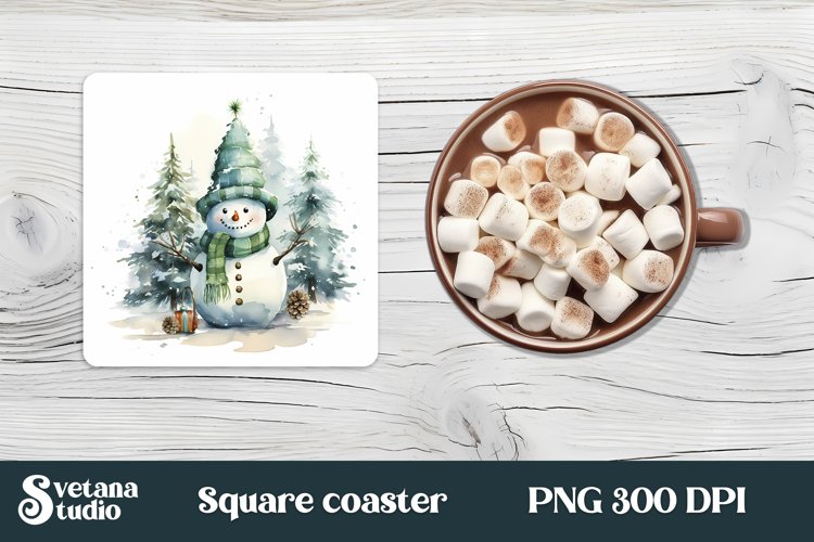 Christmas square coaster sublimation PNG design