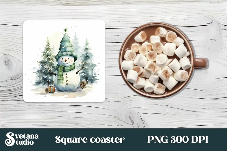 Christmas square coaster sublimation PNG design
