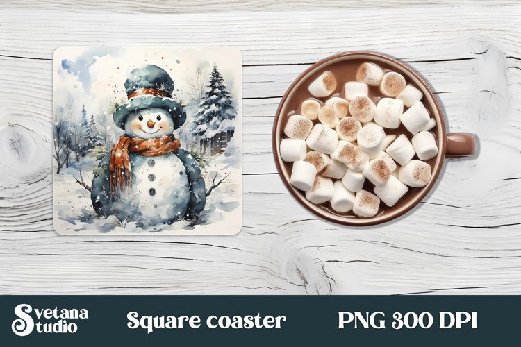 Christmas funny snowman square coaster sublimation