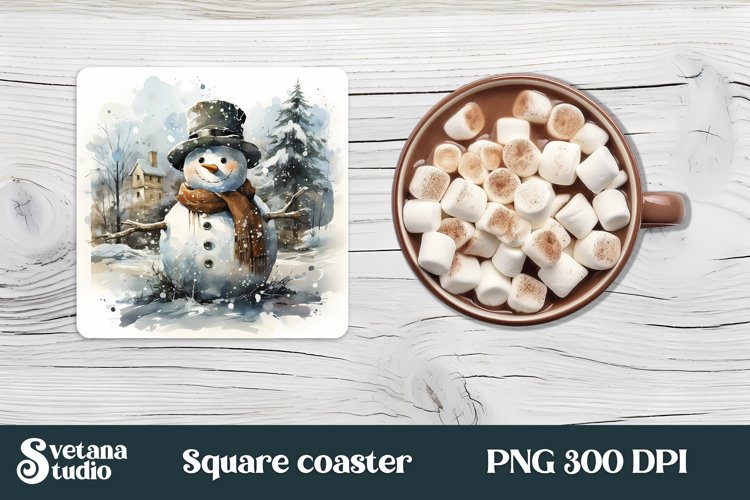 Christmas funny snowman square coaster | Coaster sublimation