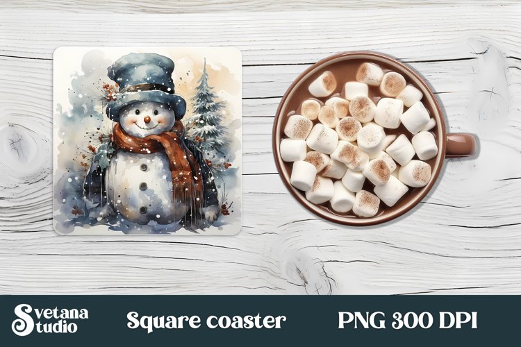 Christmas funny snowman square coaster | Coaster PNG design