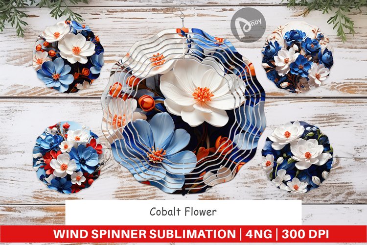 Wind Spinner Cobalt Flower