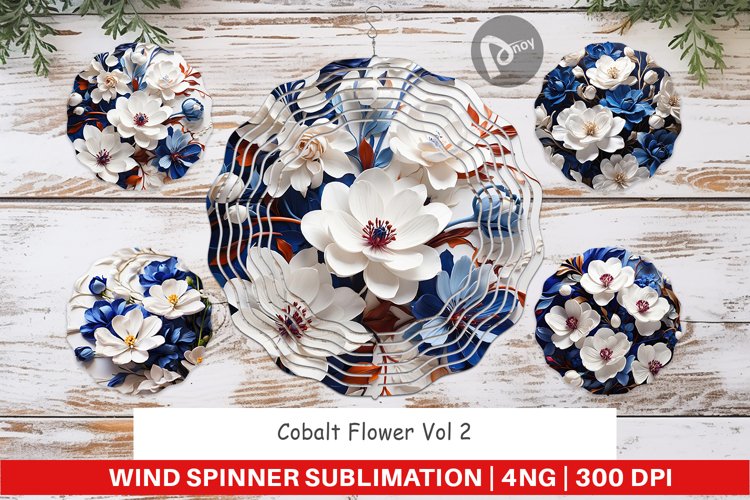 Wind Spinner Cobalt Flower
