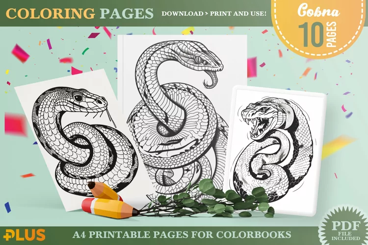 Cobra Coloring Page - Realistic Snake Illustrations