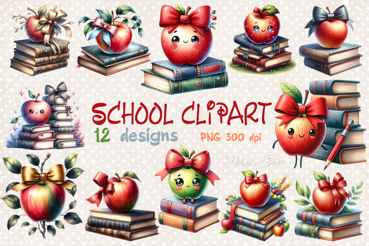 Cute School BUNDLE| Teacher sublimation design|Book & apple