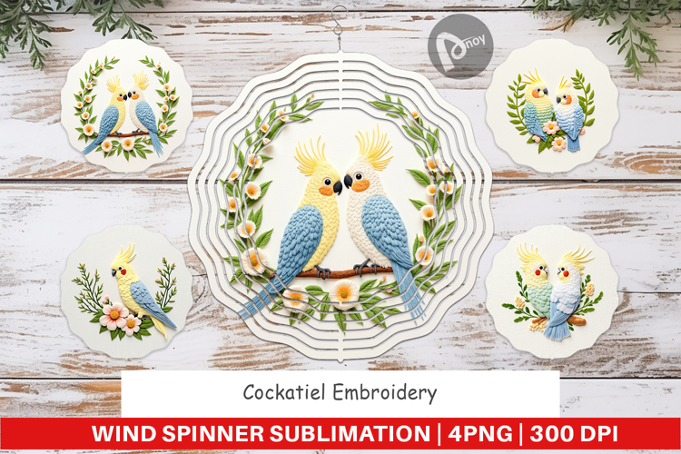 Wind Spinner Cockatiel Embroidery example image 1