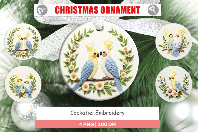 Ornament Cockatiel Embroidery