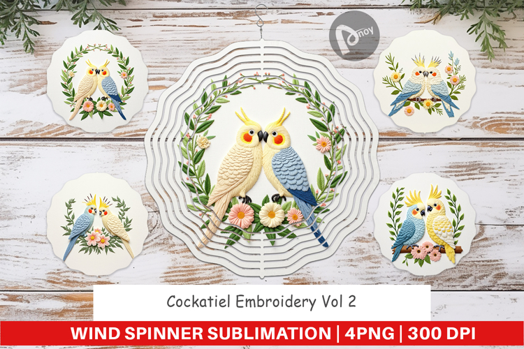 Wind Spinner Cockatiel Embroidery example image 1