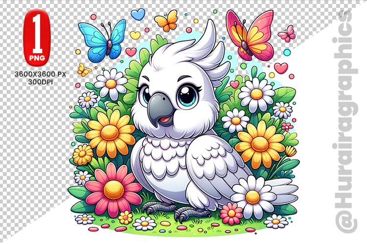 Cute Cockatoo Clipart - PNG File