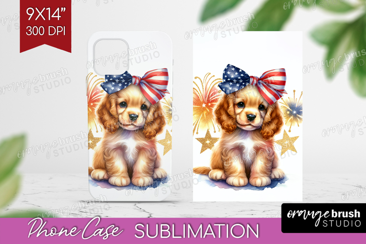Cocker Spaniel Dog Phone Case PNG Patriotic Dog Case PNG