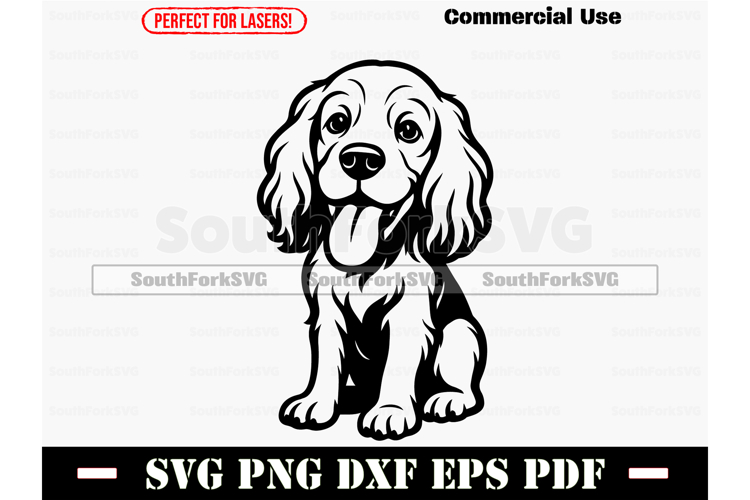 Cocker Spaniel Dog big head SVG PNG DXF EPS PDF