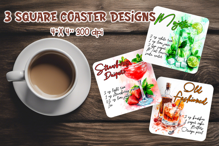 Watercolor Cocktail Recipe Coasters | Alcohol Sublimation