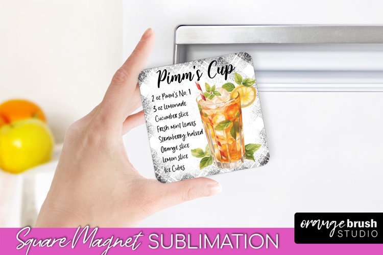 Cocktail Recipe Square Magnet PNG Sublimation Fridge Magnet
