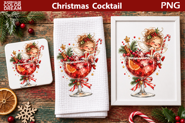 Christmas Fairy Cocktail Clipart | Holiday Drink Sublimation