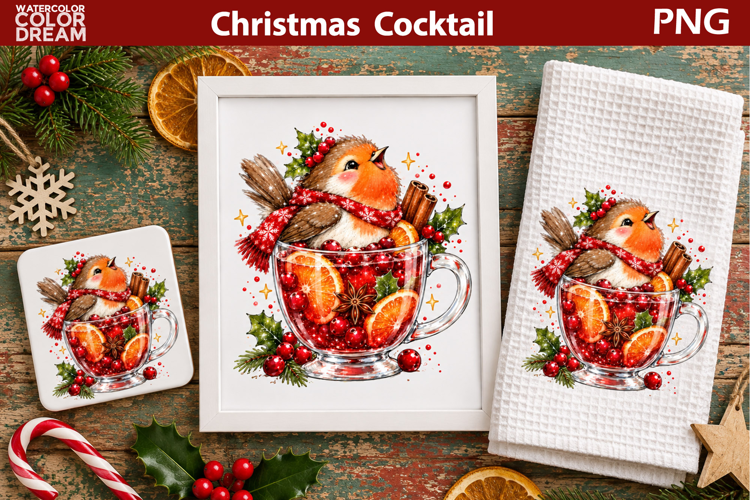 Christmas Robin Clipart | Holiday Drink Sublimation