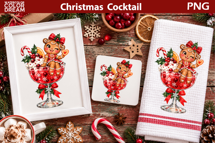 Gingerbread Cocktail Clipart | Christmas Sublimation