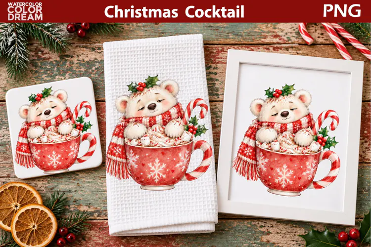 Christmas Bear Hot Cocoa | Holiday Sublimation