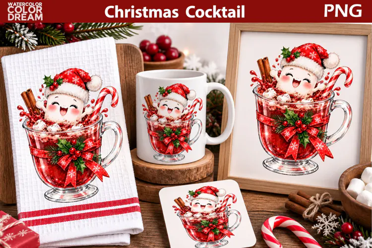 Christmas Marshmallow Cocktail | Holiday Sublimation
