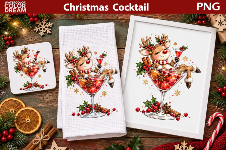 Christmas Reindeer Cocktail | Holiday Sublimation