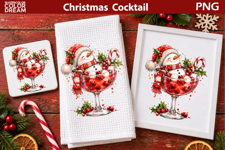 Christmas Cocktail Clipart | Snowman Sublimation