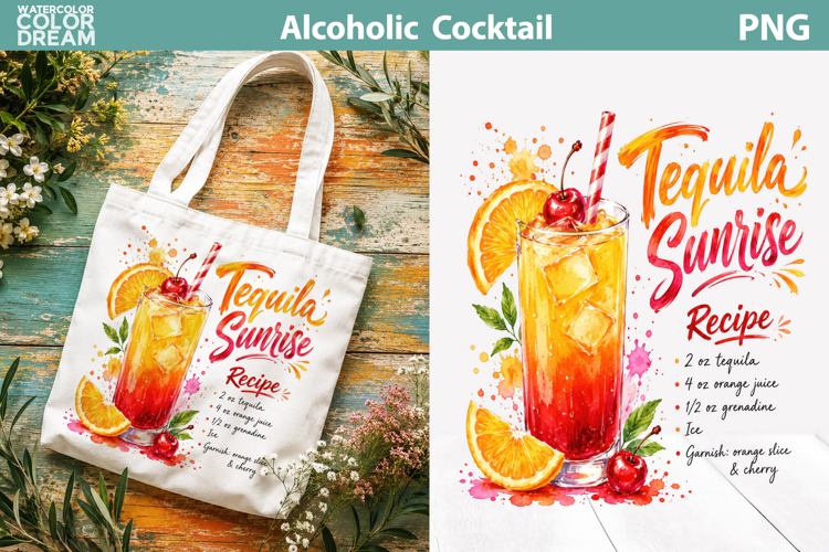 Tequila Sunrise Sublimation | Cocktail Recipe Print