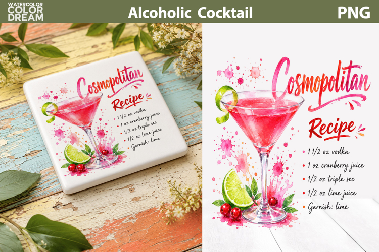 Cosmopolitan Cocktail PNG | Pink Drink Sublimation Art