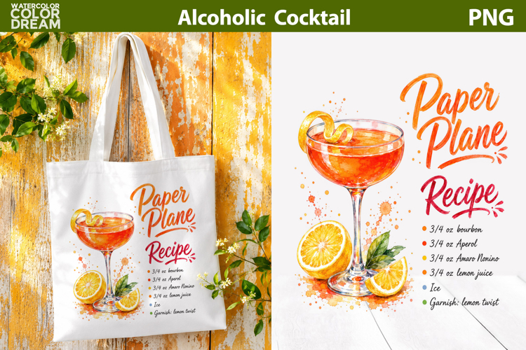 Paper Plane Cocktail PNG | Bourbon Drink Sublimation Art