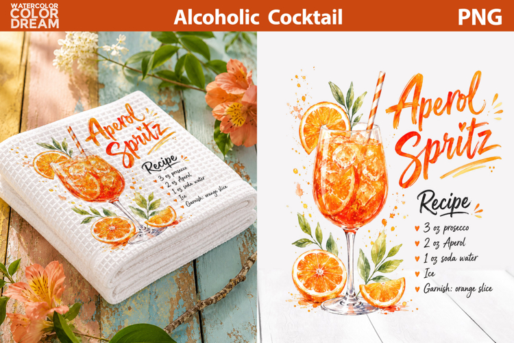 Aperol Spritz Cocktail PNG | Orange Drink Sublimation Art