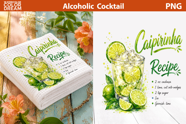 Caipirinha Cocktail PNG | Lime Drink Sublimation Art