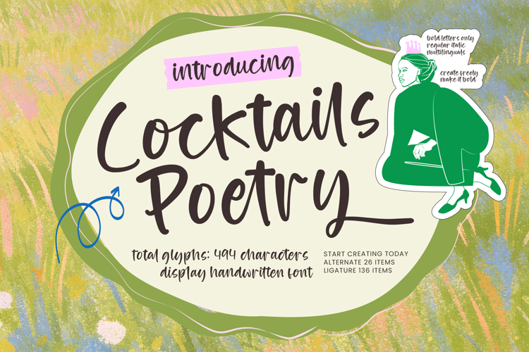 Cocktails Poetry Display Handwritten Font