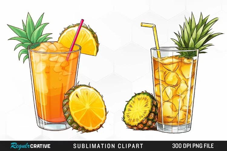 Watercolor Cocktails Design Clipart