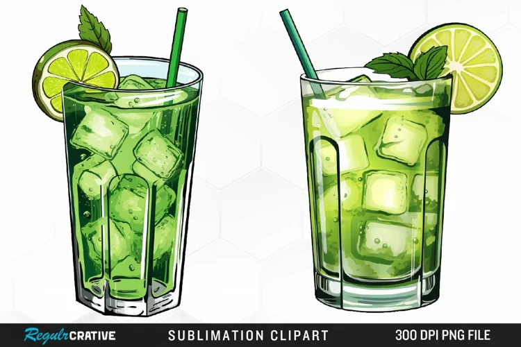 Watercolor Cocktails Design Clipart