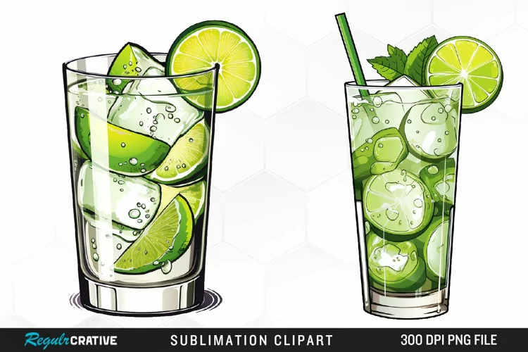 Watercolor Cocktails Design Clipart