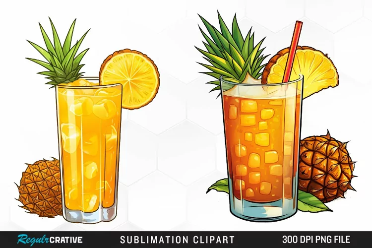Watercolor Cocktails Design Clipart