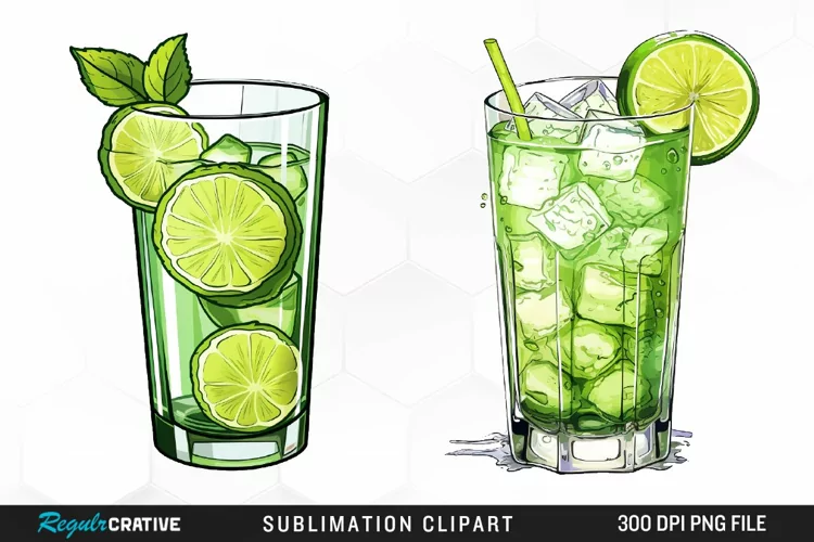 Watercolor Cocktails Design Clipart