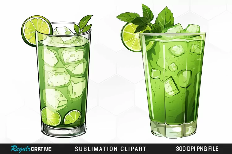 Watercolor Cocktails Design Clipart