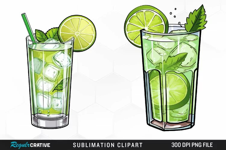 Watercolor Cocktails Design Clipart