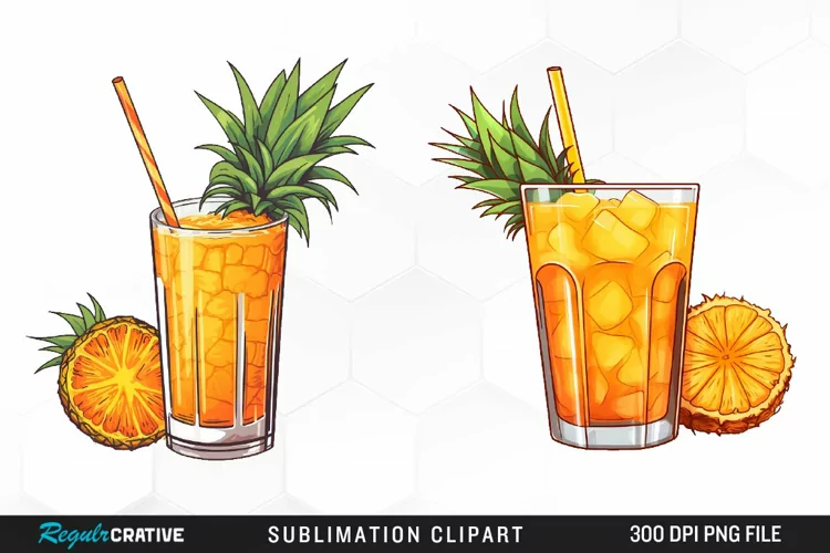 Watercolor Cocktails Design Clipart